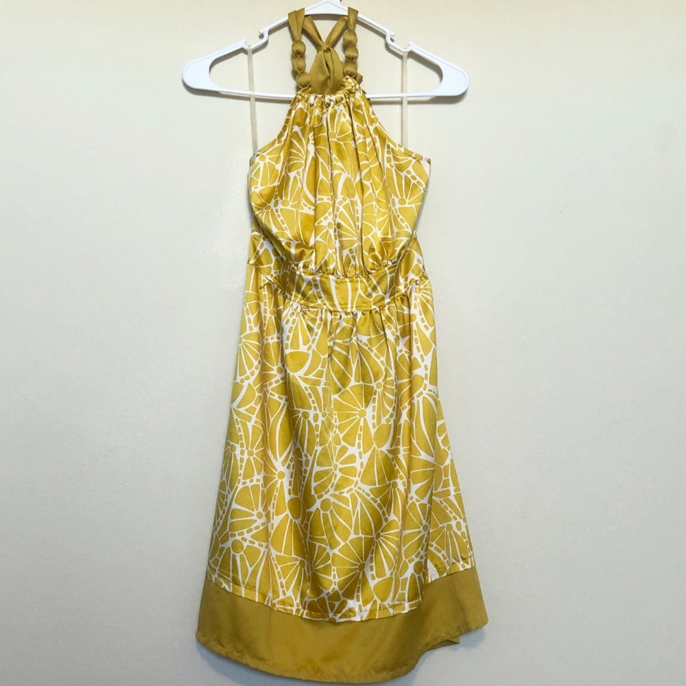 Yellow Floral Halter Dress
